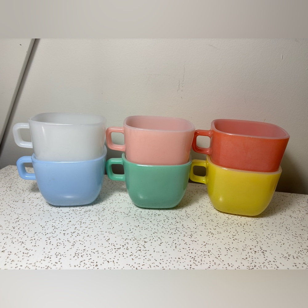 Full set of six (6) Vintage Glasbake Lipton soup cups